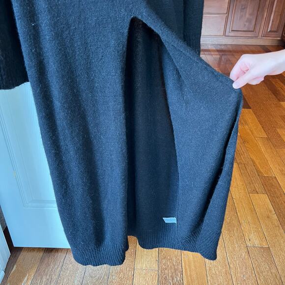 Peruvian Connection Alpaca Black Long Split Front Sweater Duster Tunic Size Lg - Picture 4 of 7